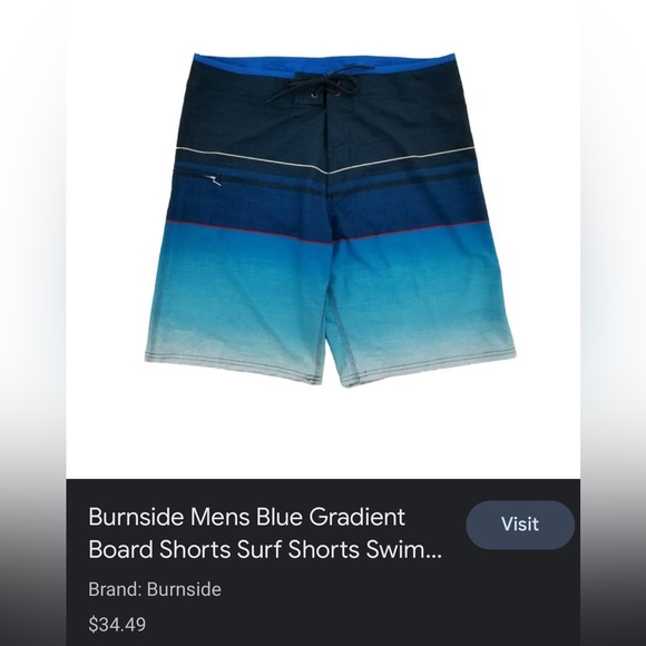 Burnside Gradient Blue White Ombre Board Shorts Size 30 GUC